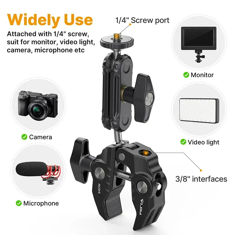 Ulanzi VIJIM K20 Pro Lampe de bureau LED Panneau lumineux Studio photo Lampe d'appoint avec Super Clamp Support extensible pour diffusion en direct