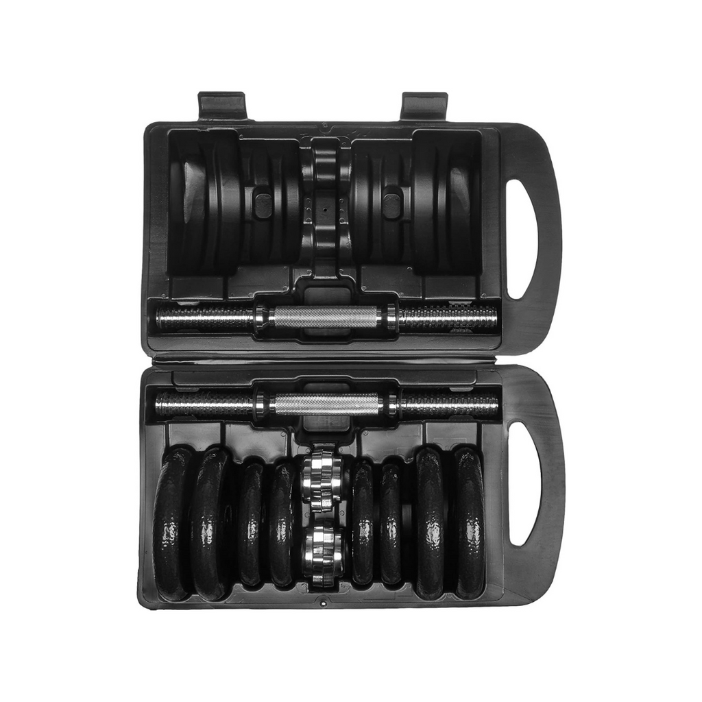 Juego de mancuernas ajustables de hierro fundido con conector para barra