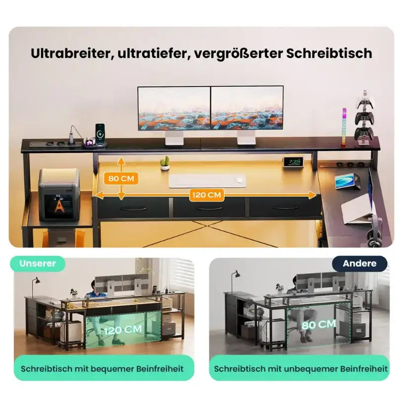 Angular Computer Desk with USB Ports