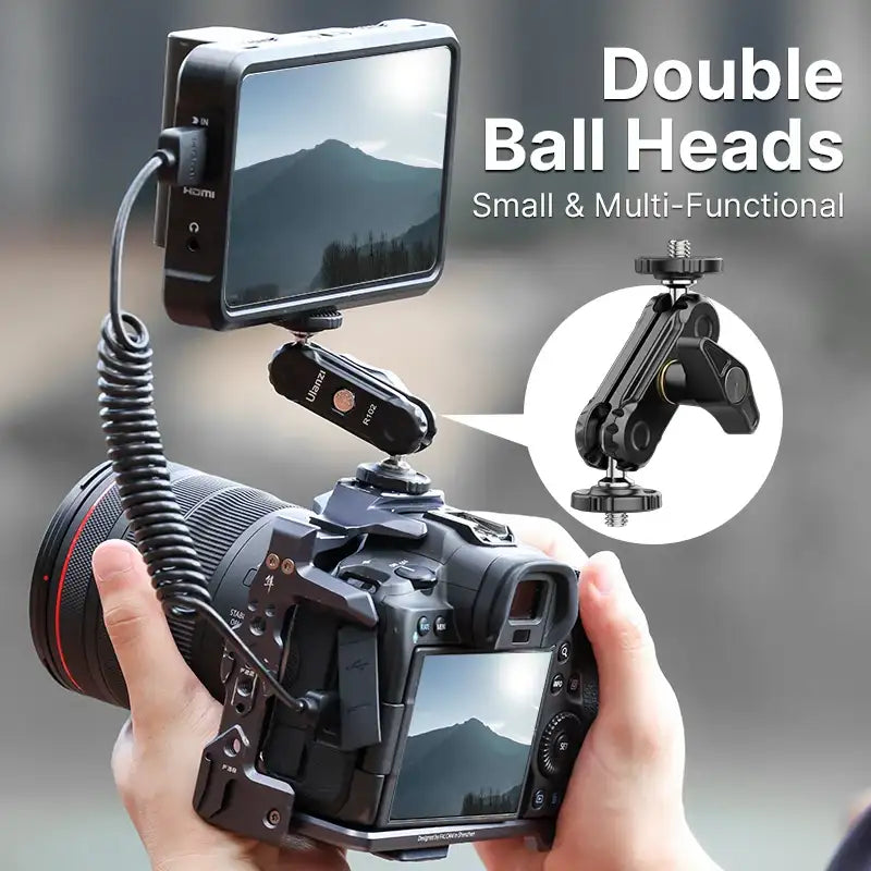 Ulanzi R102 doppelter 360°-Kugelkopf-Magic-Arm-Halter mit 1/4"-Schraubhalterung für Kamera, Videoleuchte und Monitor, Fotografie