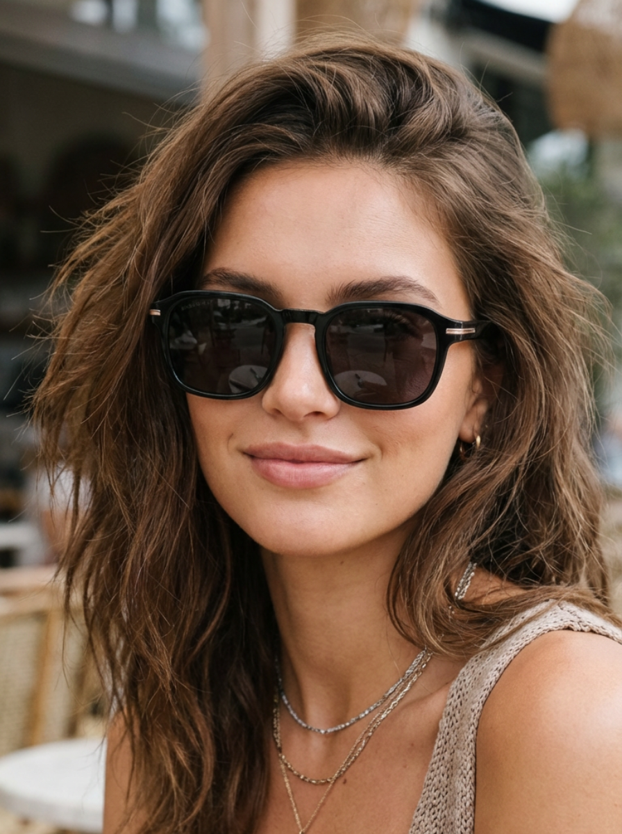Boléro Quinn — Lunettes de soleil carrées rétro