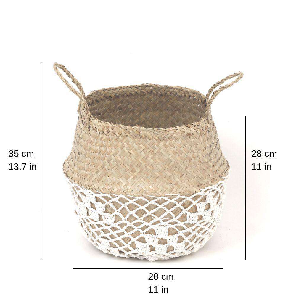 Costa - Seagrass Basket With White Net Pattern