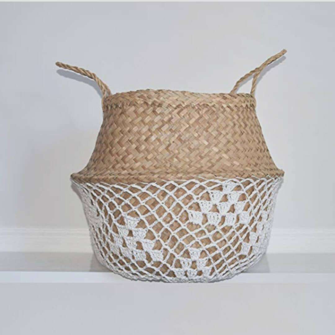 Costa - Seagrass Basket With White Net Pattern