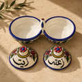 Zait & Za'atar Ceramic Oil & Za'atar Dish Set – With Lids 23 × 10 × 10cm