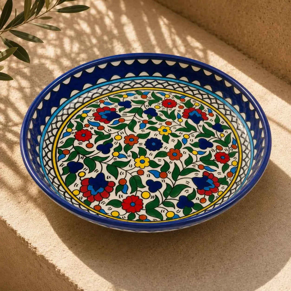 Floral Ceramic Serving Bowl – Salad & Pasta Plate