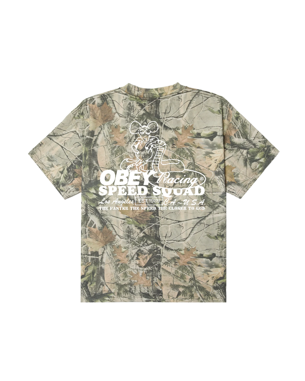 Camiseta de peso pesado Obey 'Speed Squad' - Camuflaje hoja