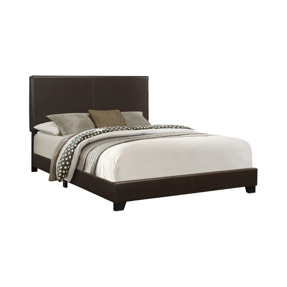 Base de lit Queen en simili-cuir brun - Monarch (I5910Q)