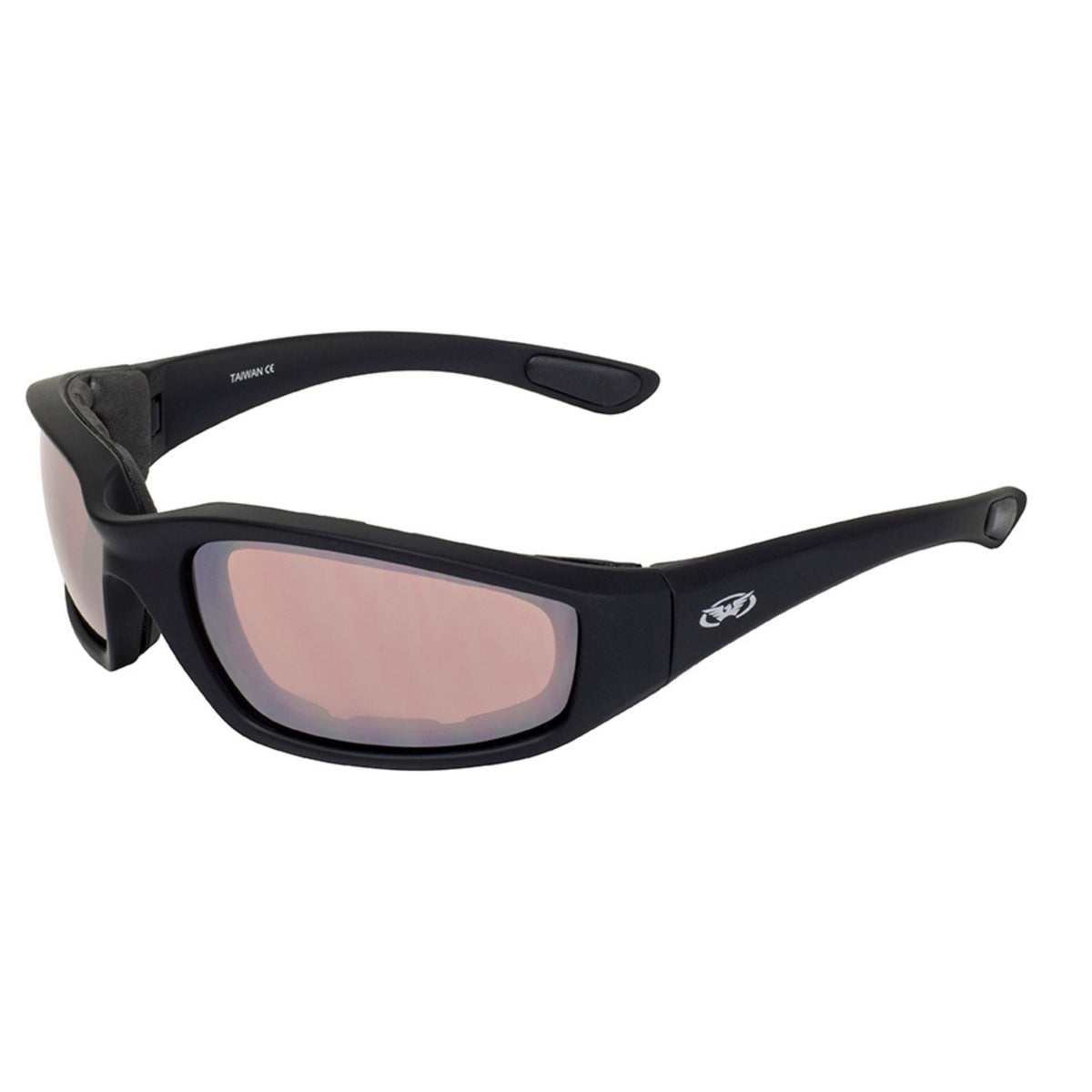 Lunettes de soleil de moto rembourrées Global Vision Kickback. Lunettes de conduite noir mat au toucher doux