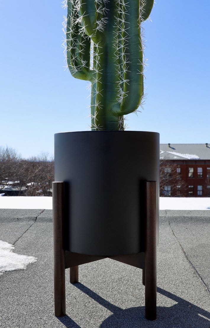 Rica - Mid-Century Modern Plant Stand With Black Planter (Multiple Sizes)
