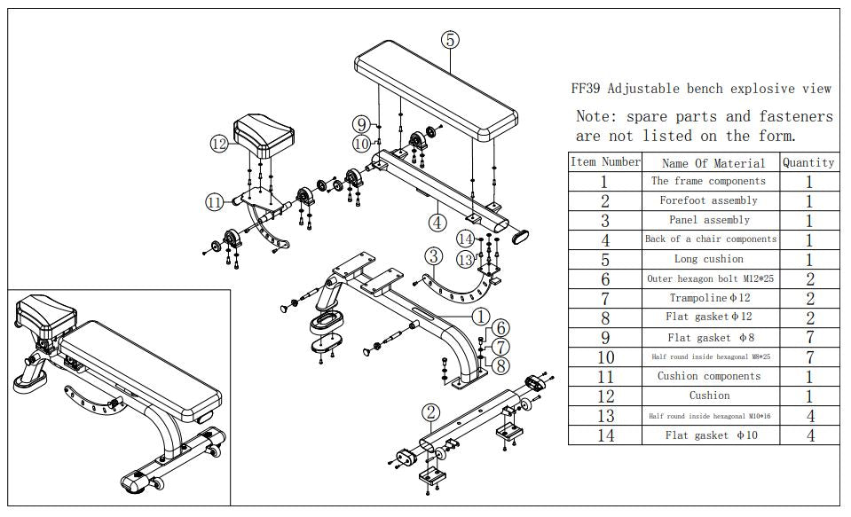 Banco de entrenamiento inclinado comercial ajustable (HX-FF39)