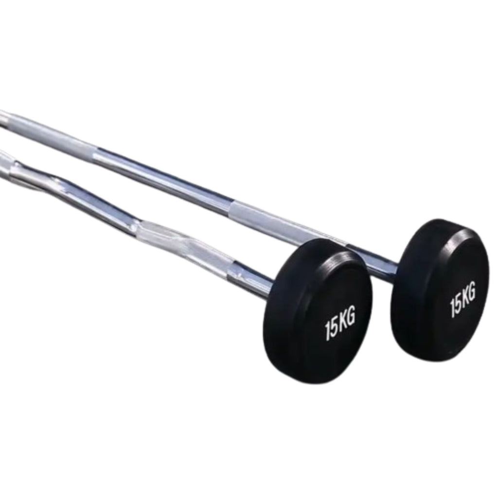 HAJEX Straight and EZ Curl Fixed Round Head Weight Barbells - Single Bars or Full Sets, 20 to 150 LB