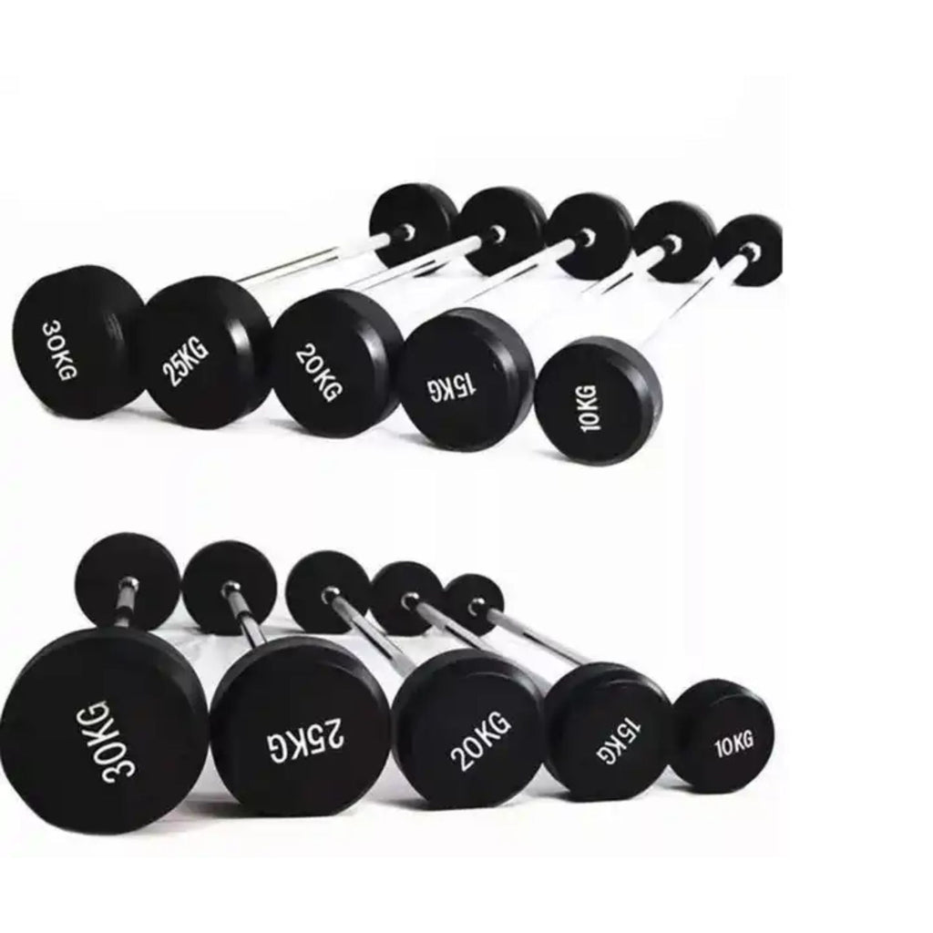 HAJEX Straight and EZ Curl Fixed Round Head Weight Barbells - Single Bars or Full Sets, 20 to 150 LB
