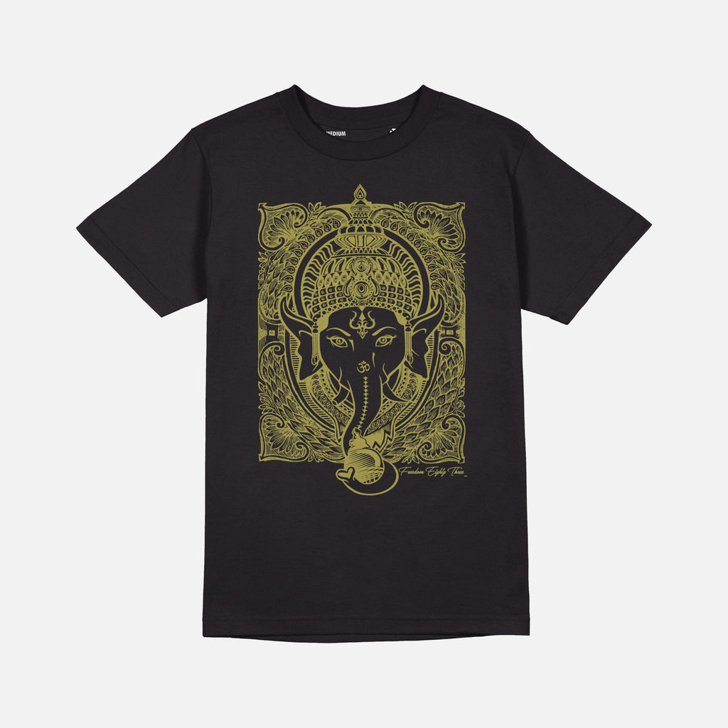 Camiseta Ganesh negra - Oro metálico