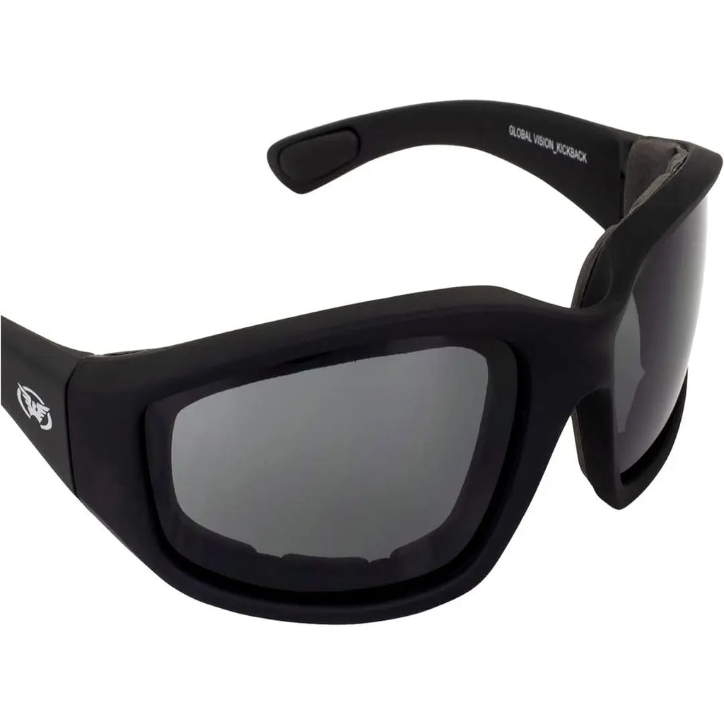 Global Vision Kickback gepolsterte Motorradsonnenbrille. Matte schwarze Soft-Touch-Fahrradbrille