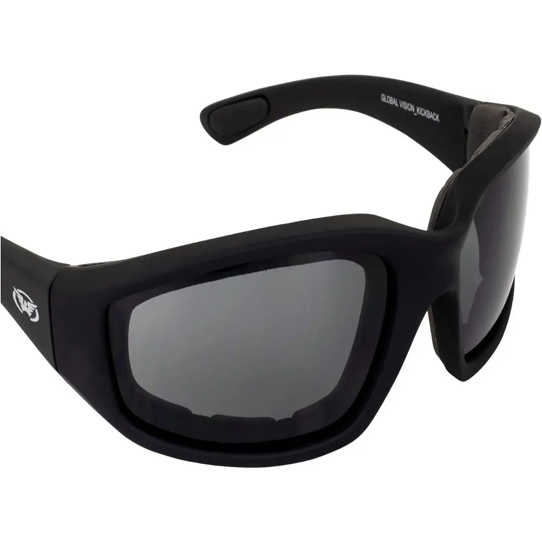 Global Vision Kickback gepolsterte Motorradsonnenbrille. Matte schwarze Soft-Touch-Fahrradbrille