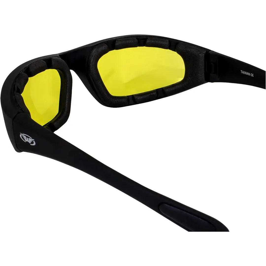 Global Vision Kickback gepolsterte Motorradsonnenbrille. Matte schwarze Soft-Touch-Fahrradbrille