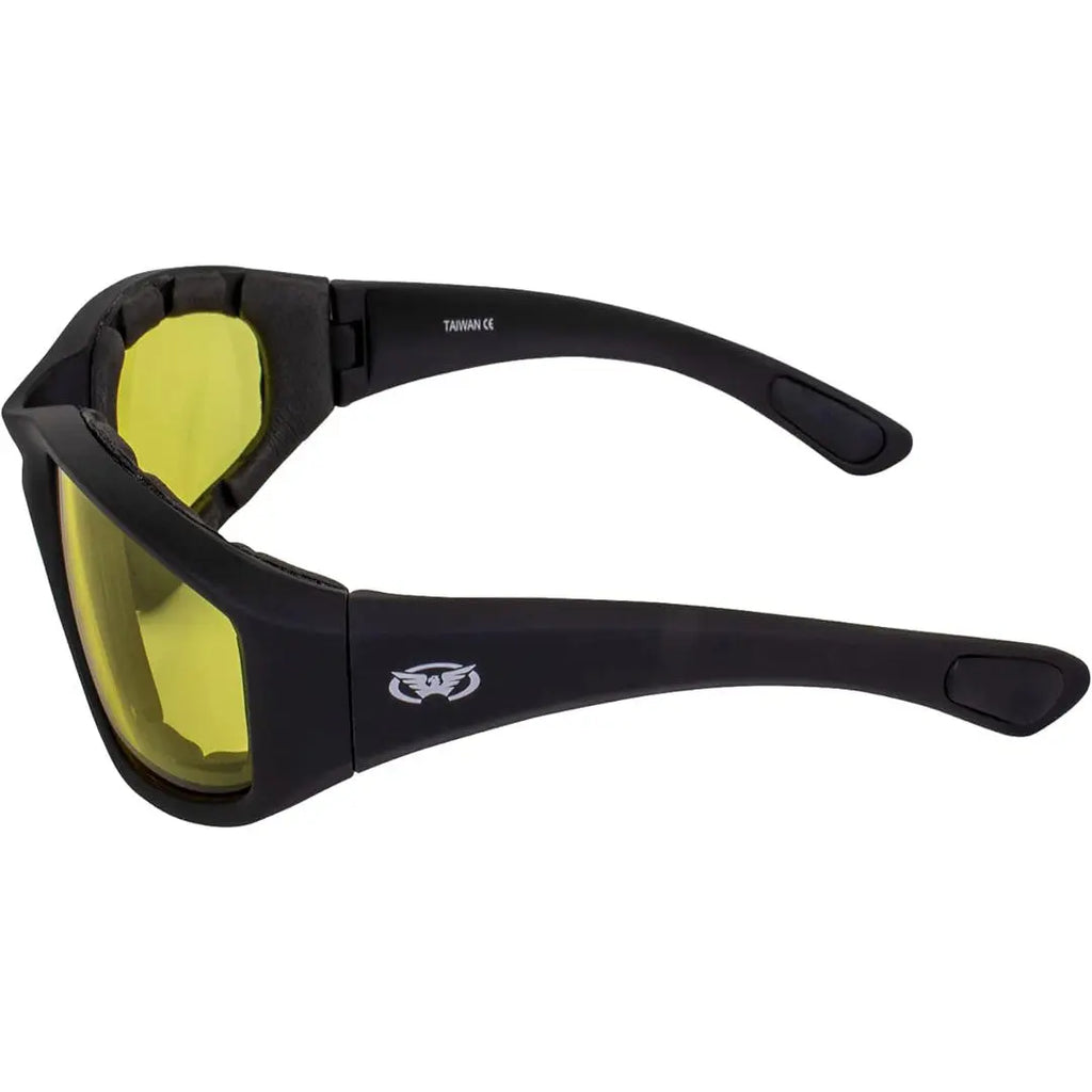 Global Vision Kickback gepolsterte Motorradsonnenbrille. Matte schwarze Soft-Touch-Fahrradbrille