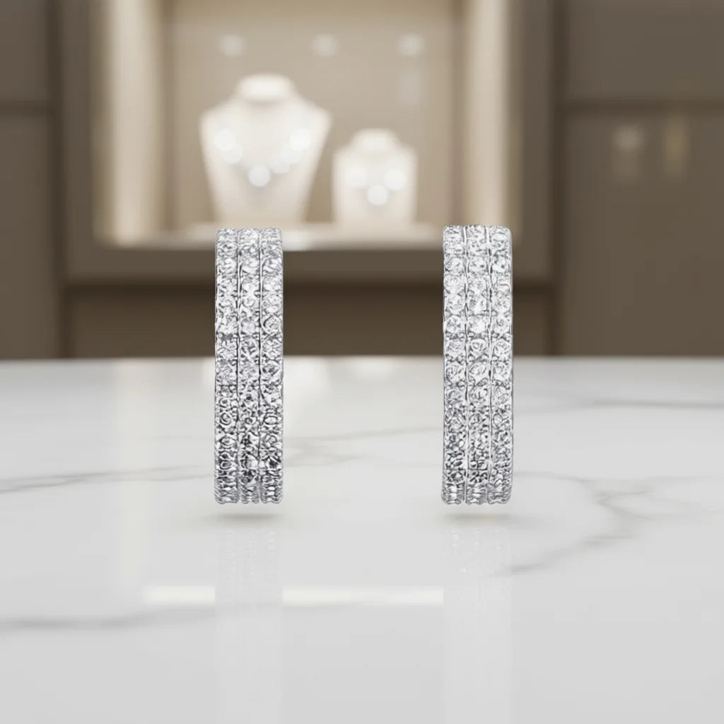 White Gold Diamond Earrings Round Brilliant Cut D Color Natural GIA Certified Classic Style Women's Wedding Jewelry
