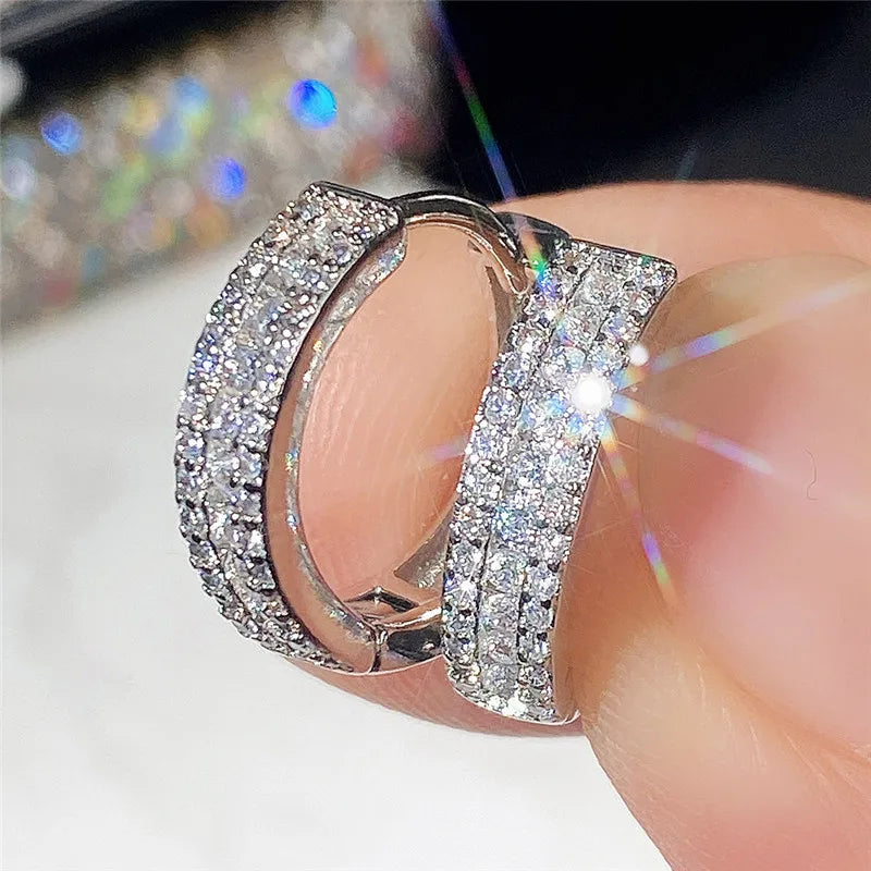 White Gold Diamond Earrings Round Brilliant Cut D Color Natural GIA Certified Classic Style Women's Wedding Jewelry