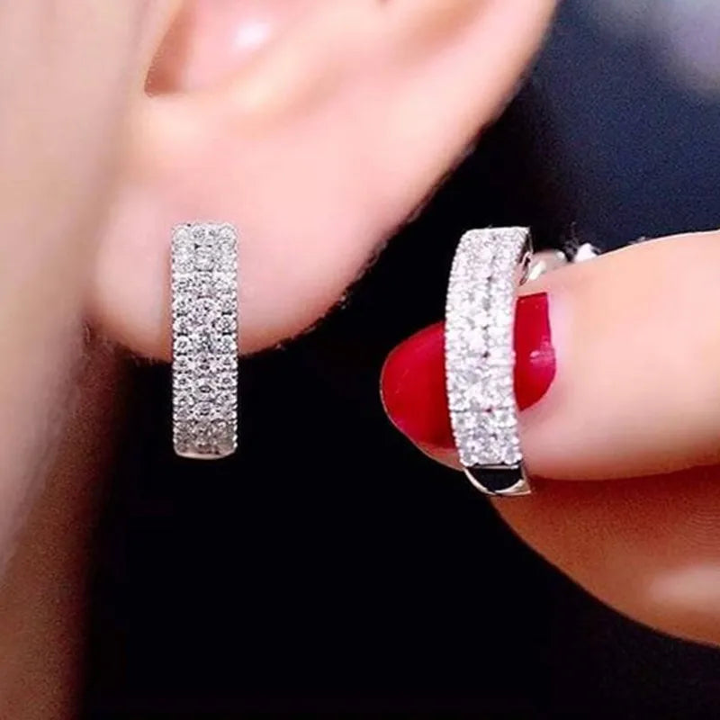 White Gold Diamond Earrings Round Brilliant Cut D Color Natural GIA Certified Classic Style Women's Wedding Jewelry