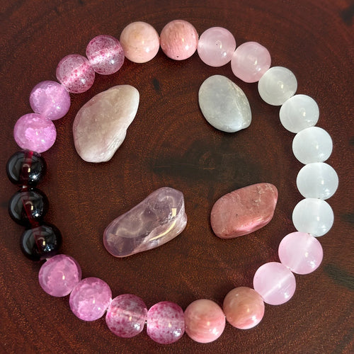 1pc White & Pink Color Natural Stone Beads Beaded Bracelet Handmade Yoga Hand String Jewelry