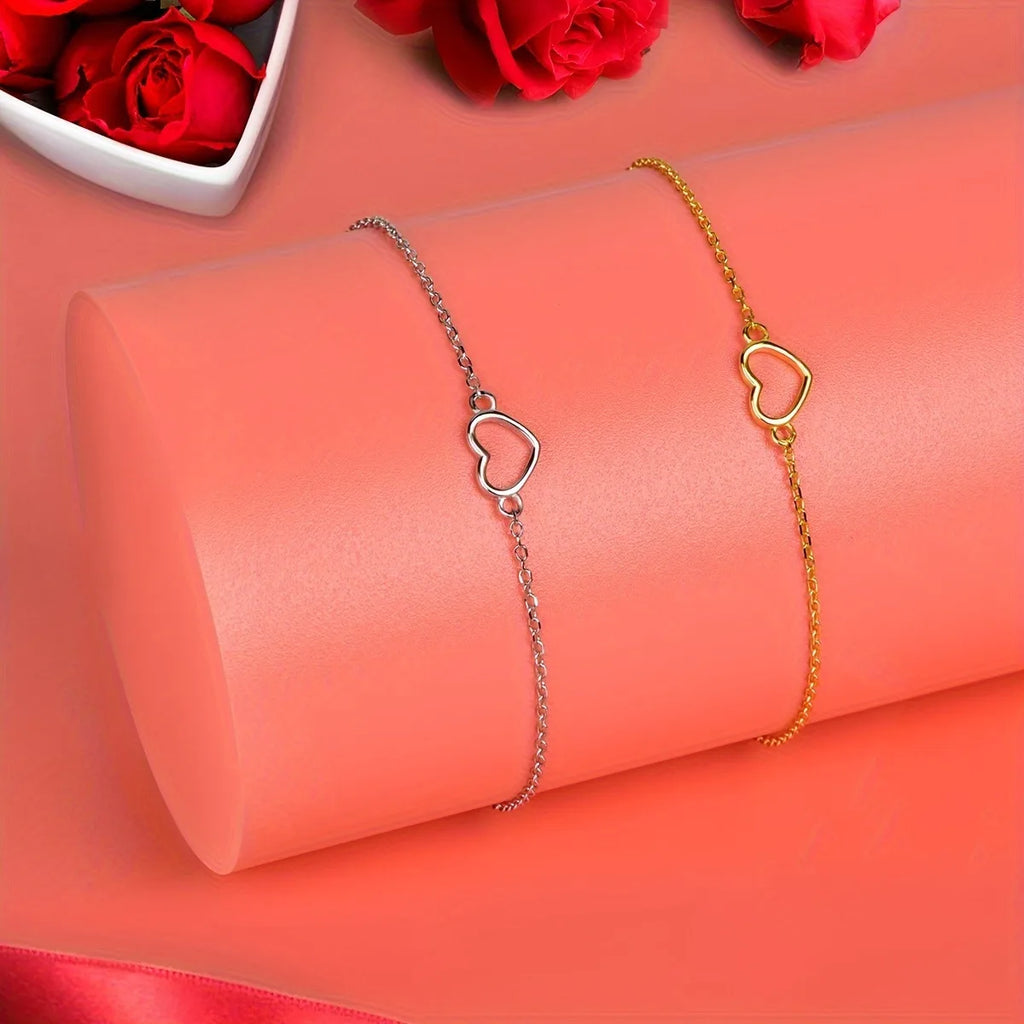 Lanshang 925 Sterling Silver Bracelets Heart Shaped for Teen Girls Bestfriend Gift Romantic Jewelry
