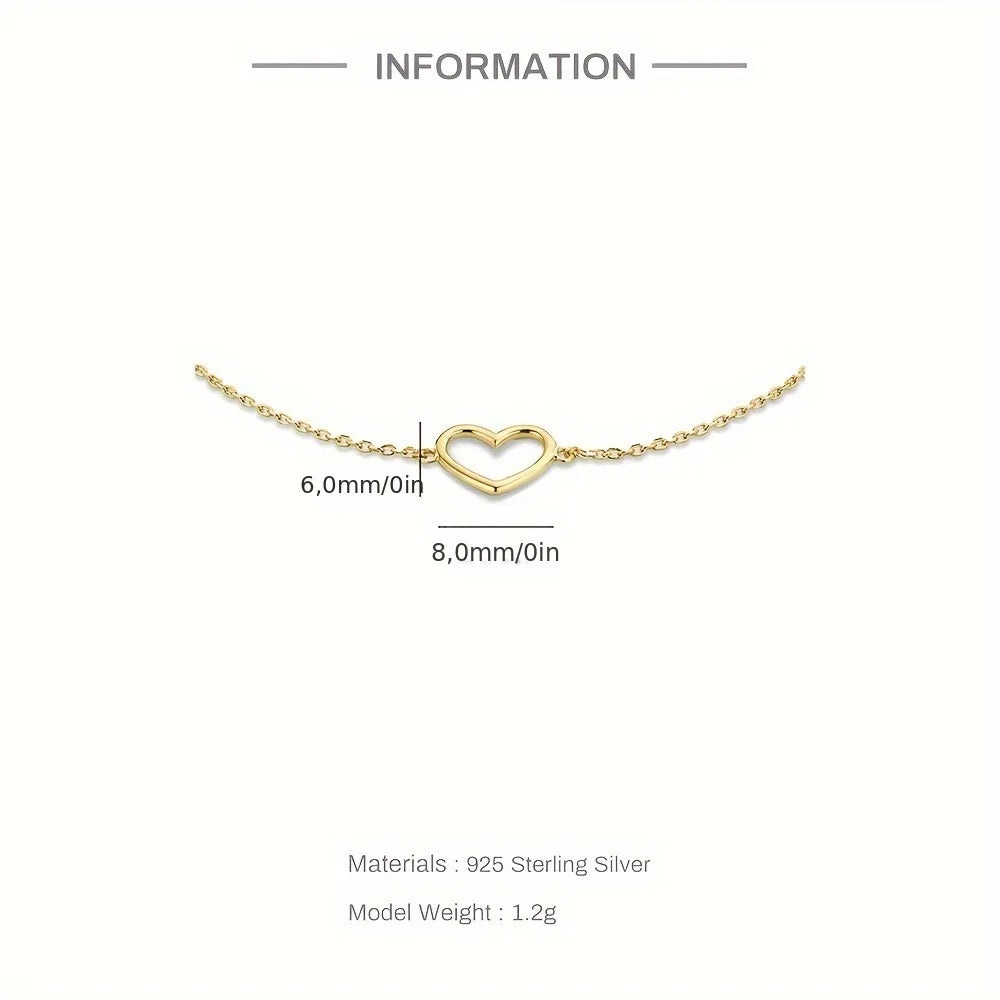 Lanshang 925 Sterling Silver Bracelets Heart Shaped for Teen Girls Bestfriend Gift Romantic Jewelry