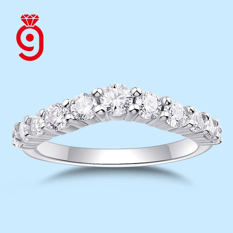 S925 SilverMoissanite Shared Prong Polished Band Sparkling Gemstone Jewelry GRA Certified for All Occasions Full Eternity Ring