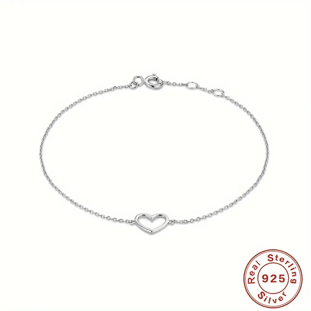 Bracelets Lanshang en argent sterling 925 en forme de cœur pour adolescentes, cadeau pour meilleure amie, bijoux romantiques
