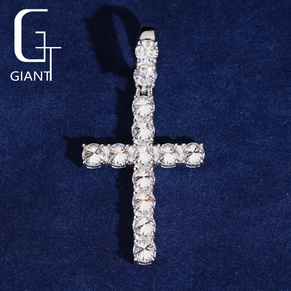GRA Moissanite Pendant Cross Reversed Setting 925 Silver Pendant Custom Pendants Hip Hop Jewelry Moissanite Pendant Charms