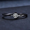 H420 Women's Black Rhodium 18K Solid Gold Round Brilliant Cut Diamond Engagement Ring Fine Jewelry