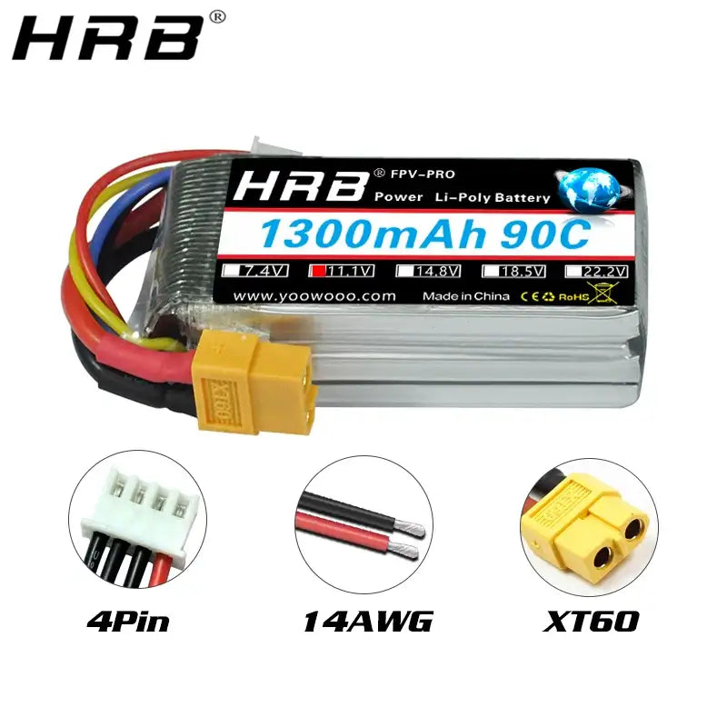 2 piezas Batería Lipo HRB 2S 3S 4S 5S 6S 7.4V 11.1V 14.8V 22.2V 2000mah 5000mah 6000mah 1500mah Piezas para avión RC, dron FPV y coche