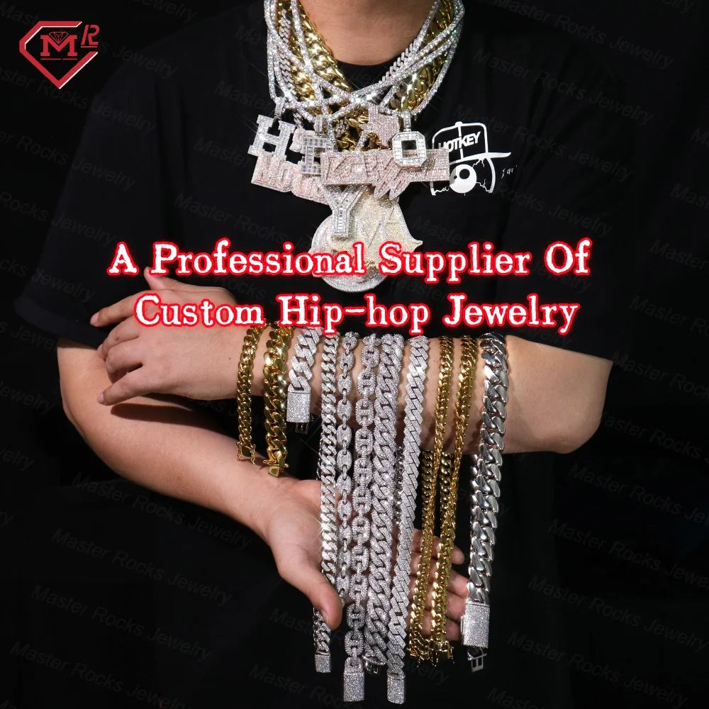 Fine Jewelry VVS Baguette Moissanite Cross Charms 925 Silver Fully Iced Out Pass Diamond Tester Moissanite Pendant