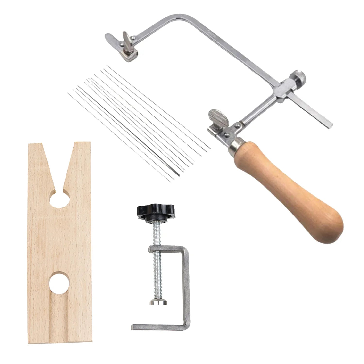 Natural color wooden handle movable saw bow for jewelry cutting and DIY crafts flower saw wire saw