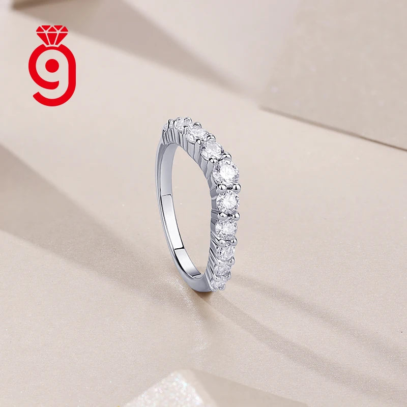 S925 SilverMoissanite Shared Prong Polished Band Sparkling Gemstone Jewelry GRA Certified for All Occasions Full Eternity Ring