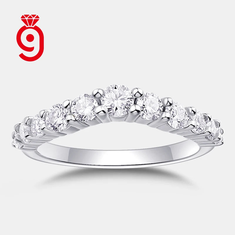 S925 SilverMoissanite Shared Prong Polished Band Sparkling Gemstone Jewelry GRA Certified for All Occasions Full Eternity Ring