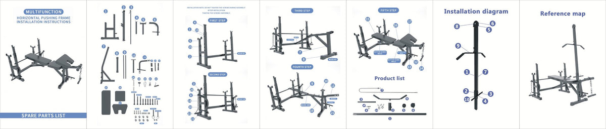 Banco de entrenamiento ajustable con polea para jalón al pecho, banco Scott y soporte para barra ST6655