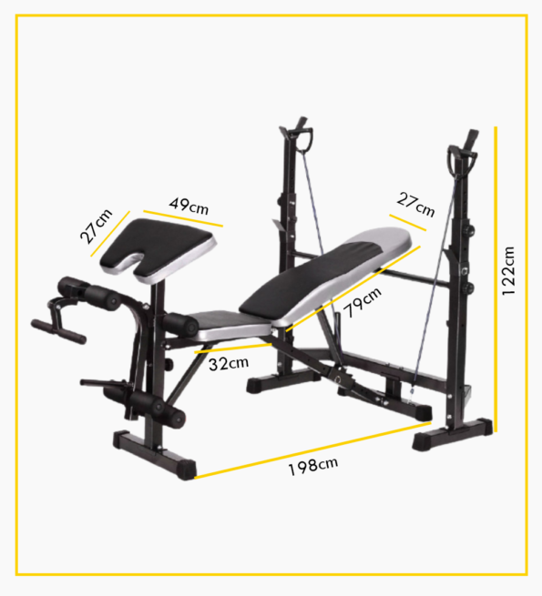 Banco de entrenamiento ajustable con juegos de pesas
