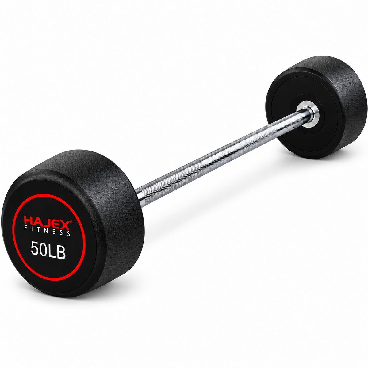 HAJEX Straight and EZ Curl Fixed Round Head Weight Barbells - Single Bars or Full Sets, 20 to 150 LB