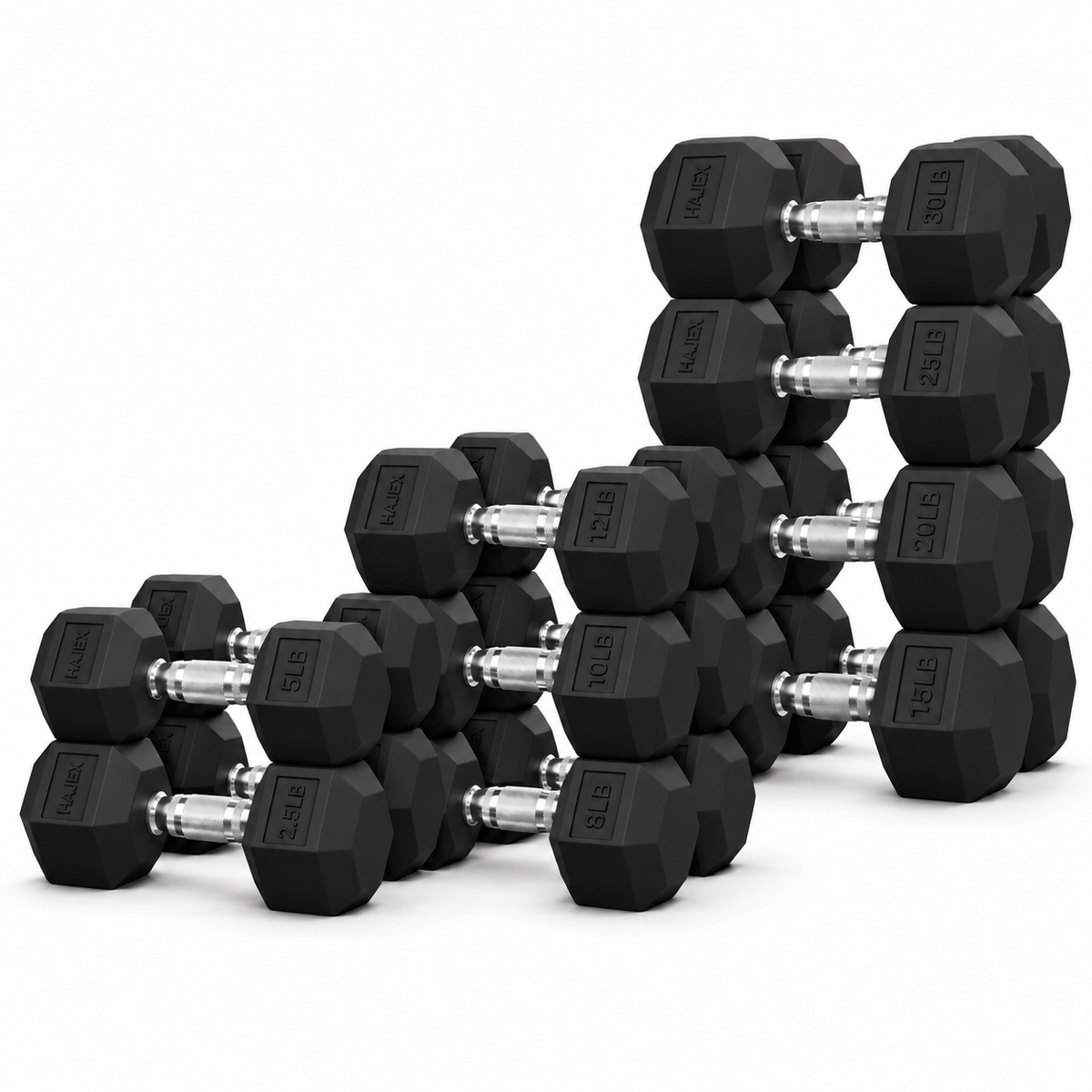 HAJEX Gummi-Hex-Hanteln in Kanada (2,5 bis 150 LB) - Performance-Serie