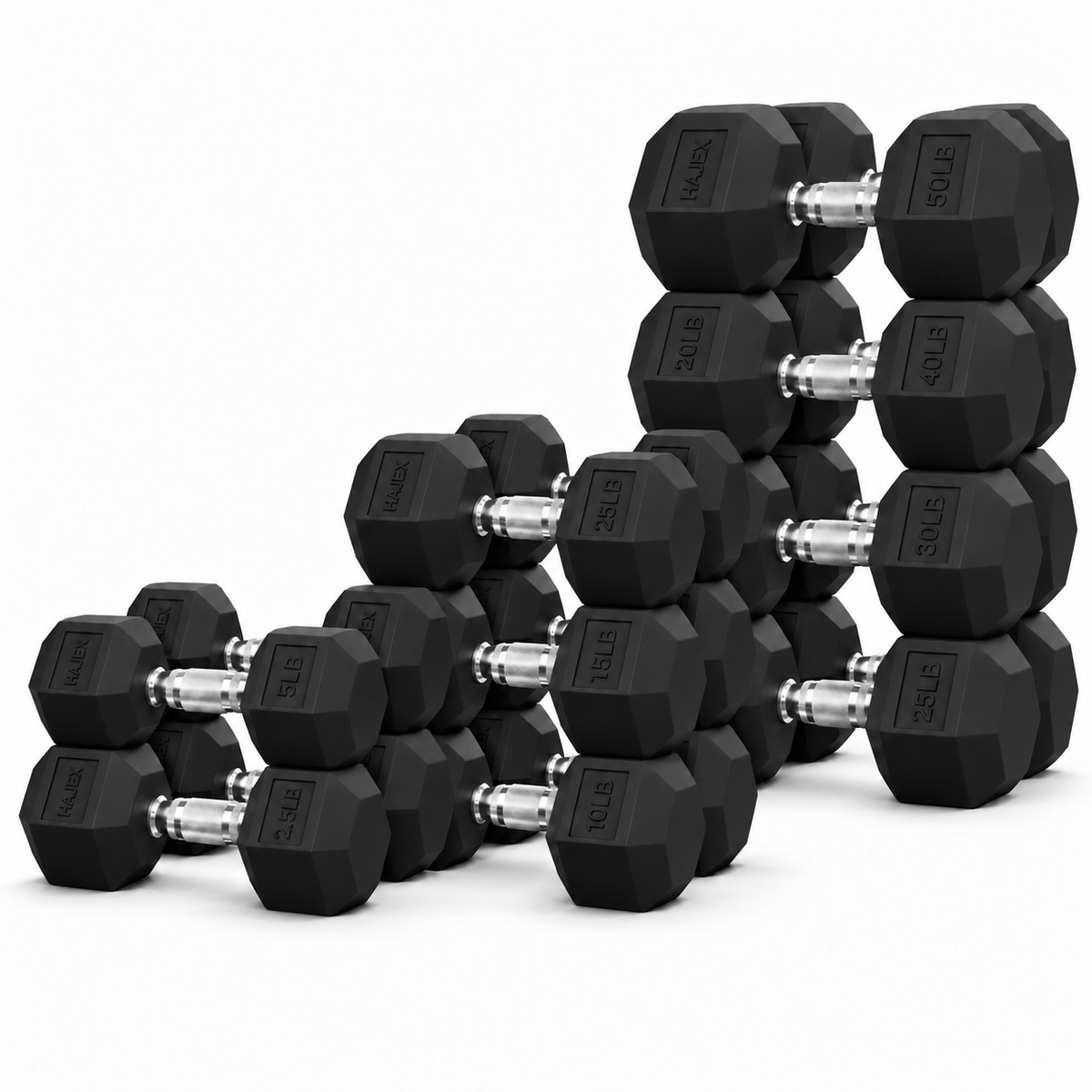 HAJEX Gummi-Hex-Hanteln in Kanada (2,5 bis 150 LB) - Performance-Serie