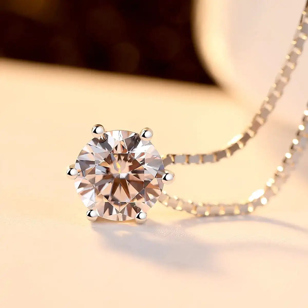 100% 925 Sterling Silver Six Claw Shiny Crystal Ladies' Chains Necklaces Female Birthday Gift Women Fashion Jewelry Wholesale