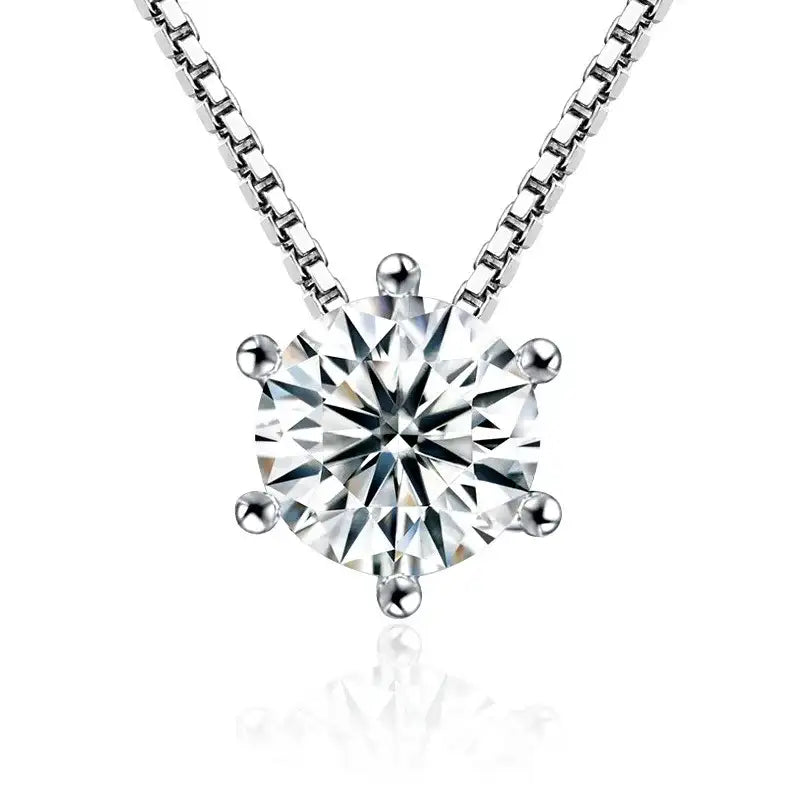 100% 925 Sterling Silver Six Claw Shiny Crystal Ladies' Chains Necklaces Female Birthday Gift Women Fashion Jewelry Wholesale