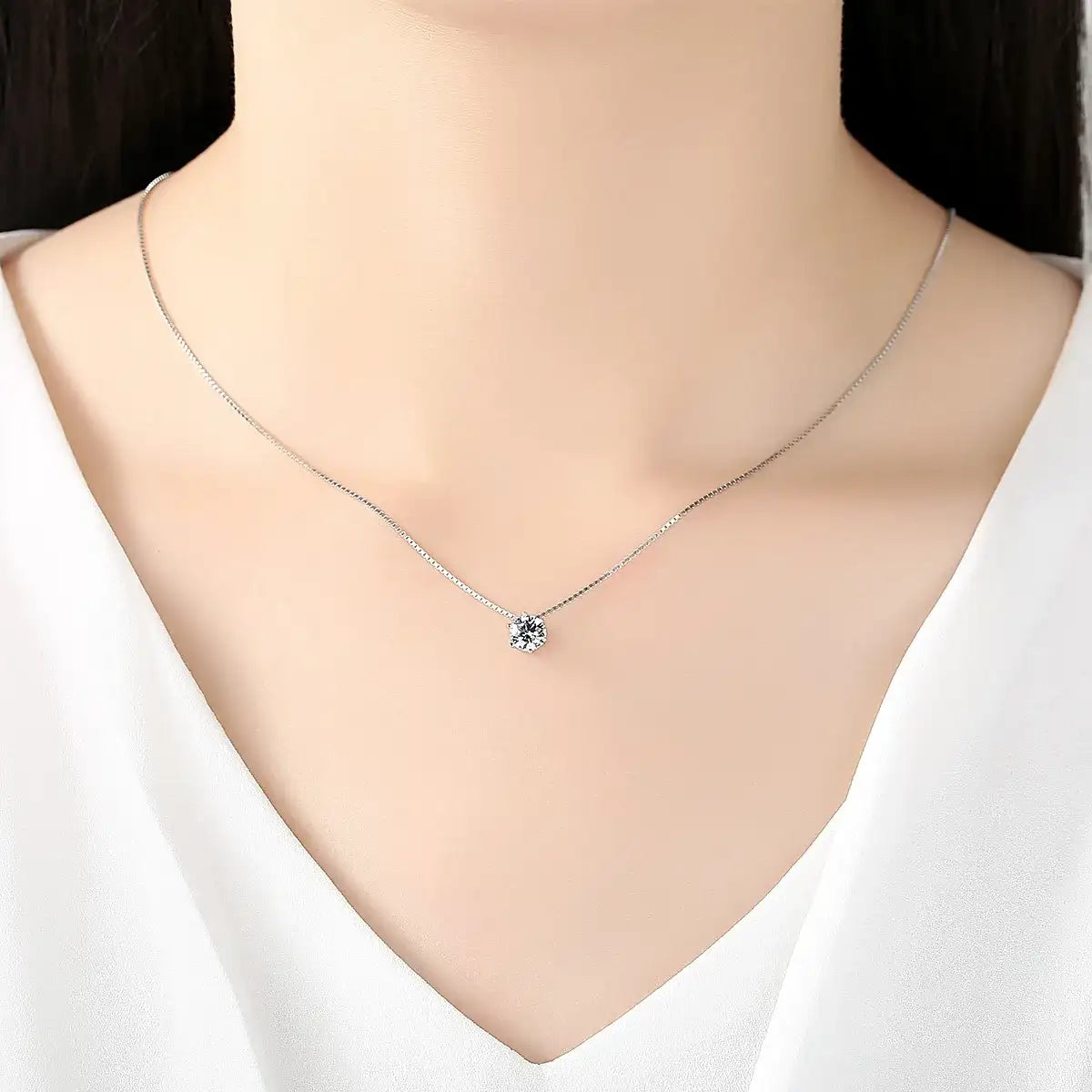 100% 925 Sterling Silver Six Claw Shiny Crystal Ladies' Chains Necklaces Female Birthday Gift Women Fashion Jewelry Wholesale