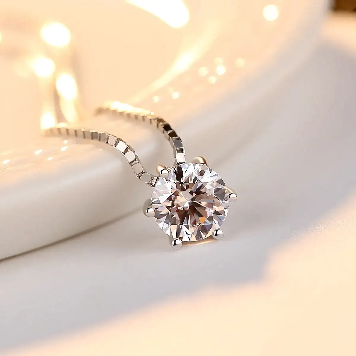 100% 925 Sterling Silver Six Claw Shiny Crystal Ladies' Chains Necklaces Female Birthday Gift Women Fashion Jewelry Wholesale