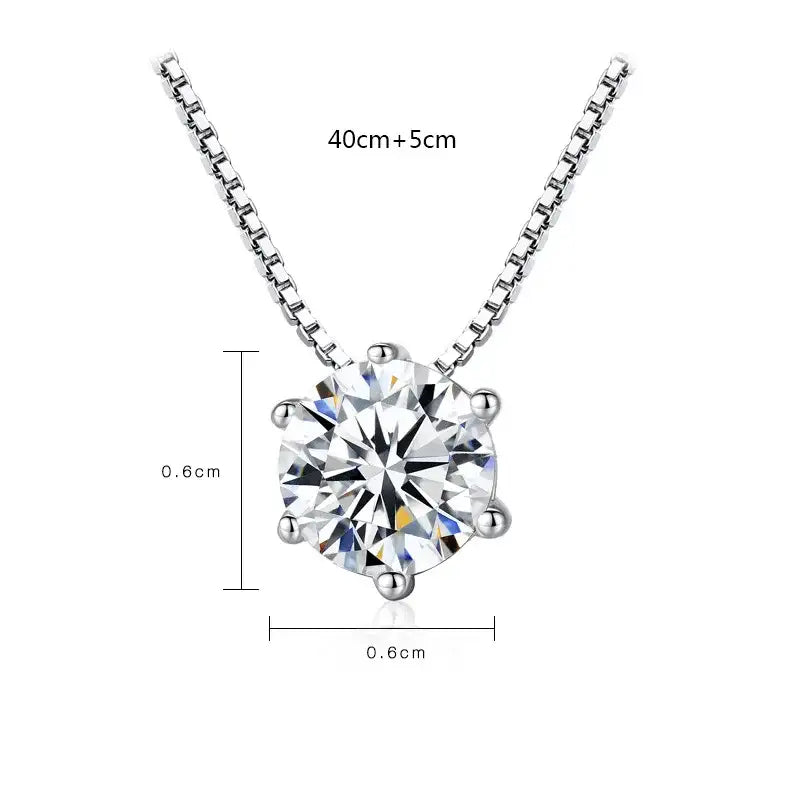 100% 925 Sterling Silver Six Claw Shiny Crystal Ladies' Chains Necklaces Female Birthday Gift Women Fashion Jewelry Wholesale