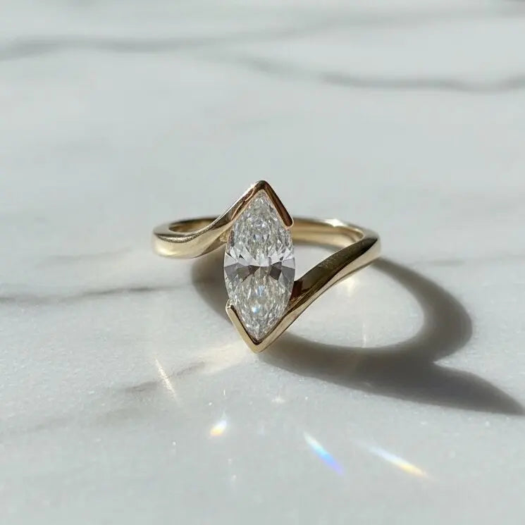 IGI CVD 2CT Marquise Lab Grown Diamond 9K 14K 18K Solid Gold Fashion Rings Lab Diamond Engagement Rings for Women Anniversary