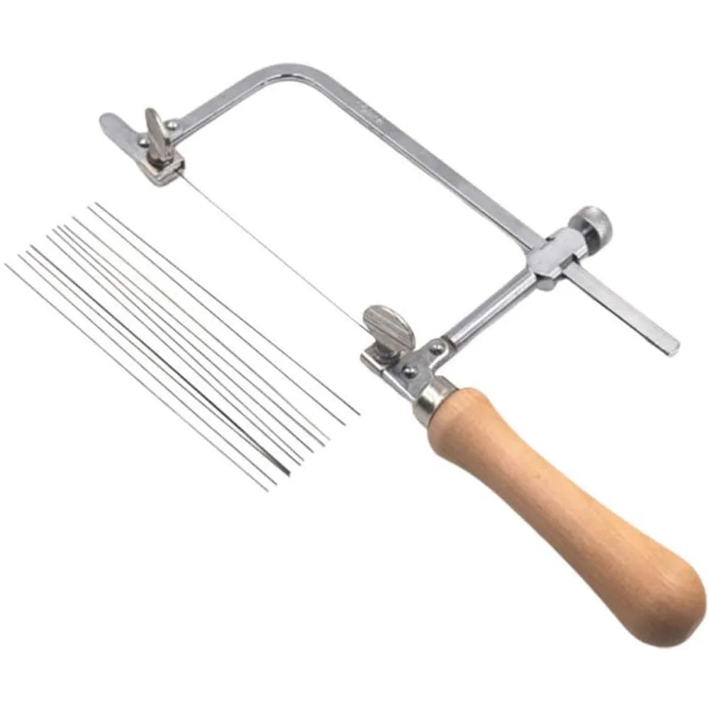 Natural color wooden handle movable saw bow for jewelry cutting and DIY crafts flower saw wire saw