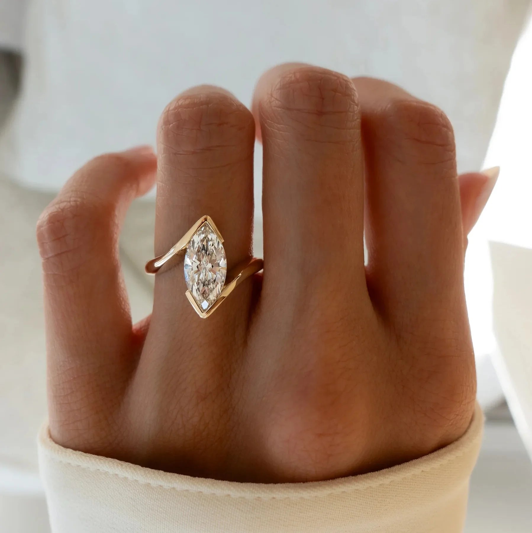 IGI CVD 2CT Marquise Lab Grown Diamond 9K 14K 18K Solid Gold Fashion Rings Lab Diamond Engagement Rings for Women Anniversary