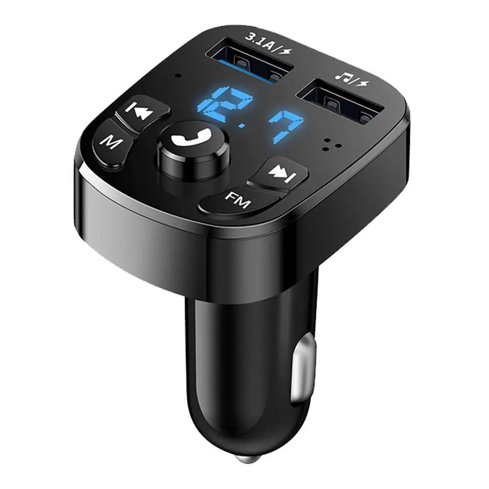 Lecteur MP3 de voiture, chargeur rapide double USB, transmetteur FM, kit de voiture mains libres compatible Bluetooth 5.0, kit de voiture avec clé USB à brancher